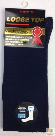 10x Pairs COTTON Rich LOOSE TOP SOCKS Medical Circulation Diabetic Comfort BULK - V563-10COTTONLTSOX-NVYBLU11-14