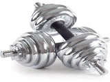 30KG Chrome Dumbbell Set Weight Dumbbells Home Gym Training Fitness BarBell Case V610-GYM-DUM-30KG-SIL