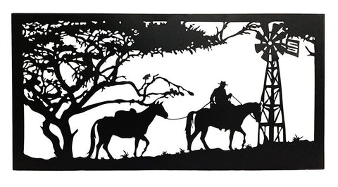 Horse Rectangle Metal Wall Art Black 122cm V637-E522264