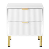 Levede Bedside Table with 2 Drawers White Metal Legs CH1135