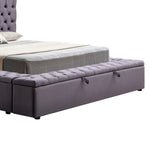 King Size Bedframe Velvet Upholstery Dark Grey Colour Tufted Headboard Deep Quilting V43-BED-ANA-KGR