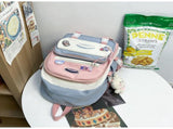 Women's Large Aesthetic Backpack Black Nylon Daypack with Cute Bear Plushie & Pins For High V888-ELOSUNG41086
