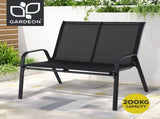Gardeon Garden Bench Seat Steel Outdoor Patio Park Lounge Backyard Chair Black GB-STA-BENCH-BK