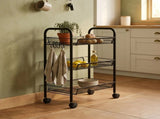CARLA HOME 3 Tier Rolling Kitchen Trolley Cart - Metal Mesh - Black - Basic - Steel V178-36464