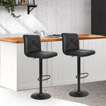 Artiss 2x Bar Stools Kitchen Dining Chairs Gas Lift Stool Leather Black BA-TW-1536-BKX2