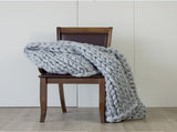 Hand Knitted Chunky Blanket Thick Acrylic Yarn Blanket Home Decor Throw Rug - Grey V63-834771