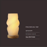 Unique Pleated Design Table Lamp - 3D Printed Washable Shade, Wooden Base, Adjustable LED V888-ELOSUNG26979