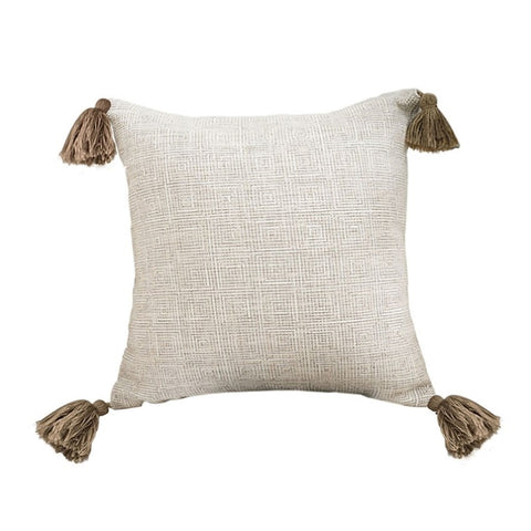 SOGA 50cm Beige Pillow Textured Throw Cover, Luxurious Rib Knit Ribbed Cotton Throw Pillow FRENCHCUSHION203