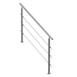 Handrails for Outdoor Steps, 59 in Length 3 Crossbars Stair Hand Rail Kit, Transitional Stainless V952-BXGSLZFS150CBU3NGV0