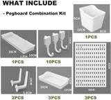 CARLA HOME Pegboard Wall Organizer Kit with 3 Modular Panels & 17 Accessories for Office, Gaming & V178-36273