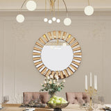 P&P Silver and Tawny Round Sunburst Mirror with Beveled Glass, Decorative Wall Accent V767-JJ-XM962-M-V1