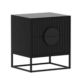 Sarantino Silvia Bedside Table with 2 Drawers and Black Handles CBT-91S-0TZ-BLK