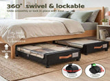 Artiss 2X Under Bed Storage Containers 48L Clothes Organiser Wheels Oxford Black UBS-DIY-MET01-BKX2