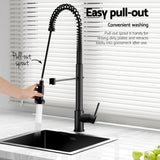 Cefito Stainless Steel Sink 51x45CM With Pull Out Mixer Tap Kitchen Single Bowl Black SINK-BLACK-5145-07