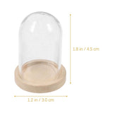 10 Sets Clear Display Dome Wooden Base Bell Jar Cloche Diy Mini Display Dome With Wood Base V1366-AZ2-W-18427