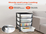 Plastic Storage Drawers Cart, 4 Drawers Storage Organizer with Wheels, Rolling Closet Organization V952-CWCT1SLJL4G13PBKB001V0