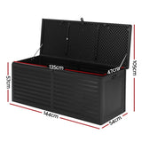 Gardeon Outdoor Storage Box 390L Container Lockable Garden Bench Shed Tools Toy All Black OSB-S390-ABK