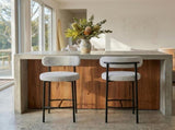 Sleek White Quartz Metal Boucle Elsa Bar Stools V264-DNC-417B-MCR-02-1