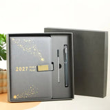 2027 Hardcover Daily Planner Textured Faux Leather Cover, Smooth Eye-Friendly Thick Paper, Gift Box V1232-BJBLH-002
