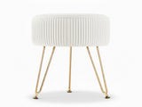 Artiss Ottoman Foot Stool Vanity Velvet Round White FS-B-02-VEL-WH