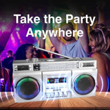 Laser 80s Party Bluetooth BoomBox Sliver V1031-SP-RTOBOM-324