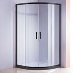 90 x 90cm Black Rounded Sliding 6mm Curved Shower Screen with White Base V63-830221