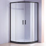 90 x 90cm Black Rounded Sliding 6mm Curved Shower Screen with White Base V63-830221