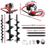 Giantz 65CC Post Hole Digger Petrol Motor Drill Extension Auger Bits Kits DI-ST-N-RDBK-KIT