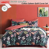 400TC Cotton Sateen Quilt Cover Set Secret Garden King V442-ATX-QUILTCS-SECRETGARDEN-CHARCOAL-KI