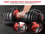 Powertrain 24kg Adjustable Dumbbells 15-in-1 Home Gym Weights Red DMB-BF1-024-1