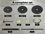 Everfit 25kg Adjustable Dumbbells Set Kettle Bell Weight Plates Barbells Gym FIT-K-DB-25KG