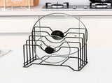 Chopping Board Storage Rack Iron 4 Slots Integrated Pot Lid Holder for Kitchen Countertop Black V1294-YM0716-3118220125812
