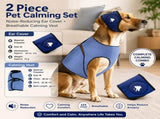 Blue M Size Dog Anxiety Relief Set - Breathable Mesh Calming Vest and Noise Reducing Earmuffs for V888-ELOSUNG56012