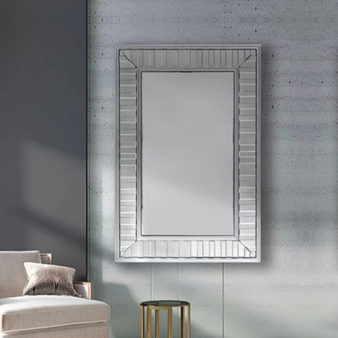 Wall Mirror MDF Silver Mirror Clear Image Rectangular Shape MRR-07 V43-MRR-07