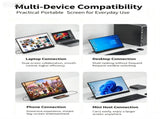 15.6" FHD 1080P Portable Monitor 144Hz 72% sRGB Wired USB-C HDMI External Travel Screen for Laptop V1300-PORTABLE-MONITOR-BLACK