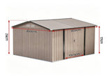 Giantz 3X3M Garden Shed Outdoor Storage Backyard Tool Shed Galvanized Steel Brown SHED-GAB-10X10-BR-ABCD