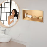 641 x 336 x 101mm Shower Niche Single Shelf Organizer No Tile Needed in Gold V63-905661