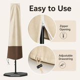 Patio Umbrella Cover Beige Brown, 600D Oxford Outdoor Umbrella Protective Cover, Water-Resistant V1107-126-18453-BEG