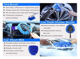 Blue 10-Piece Car Cleaning Kit Complete Car Care Set with Towels, Brushes, Gloves, and Storage Bag V888-ELOSUNG21166