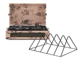 Crosley Voyager Bluetooth Portable Turntable - Floral Gadhouse Vinyl Rack Bundle - Black V398-CR8017BVR-FL4
