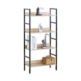 CARLA HOME 4 Tier Bookshelf - Wood Metal Display Shelf - Brown - Rustic - Steel - Living Room Office V178-36425