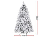 Jingle Jollys Christmas Tree 2.1m Flocking Pencil Tree LED Xmas 860 Tips White XM-TR-PENCIL-7FT-LED