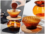 1Set Coffee Funnel with Wood and Glass for Household Pour-Over Brewing V1369-AZ3-W-09054