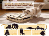 Multi-Functional Cat Claw Care Enrichment Box Durable Wood Scratcher & Interactive Puzzle for V1188-MS-525-001