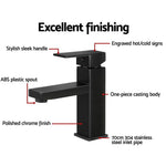 Cefito Bathroom Basin Mixer Tap Square Faucet Vanity Laundry Black TAP-A-81H57-BK