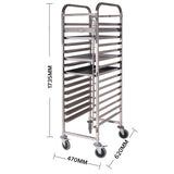 SOGA Gastronorm Trolley 15 Tier Stainless Steel Cake Bakery Trolley Suits 60*40cm Tray GASTRONORMRACKINGTROLLEY309