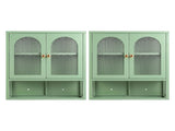 Artiss Buffet Cabinet Sideboards X2 Wall Mounted Fluted Display Storage Green AI-SID-WM60-GNX2