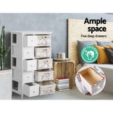 Artiss 5 Chest of Drawers with 5 Baskets - MAY ST-CAB-5D-5B-WH