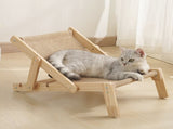 Adjustable Wooden Cat Lounge Chair - Comfortable Woven Hammock for Cats V888-ELOSUNG10733