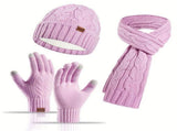 Unisex Winter Accessory Set Beanie Scarf Gloves Winter Fashion Warm Accessories - Pink - Size L V1347-939-60058-PNK-L